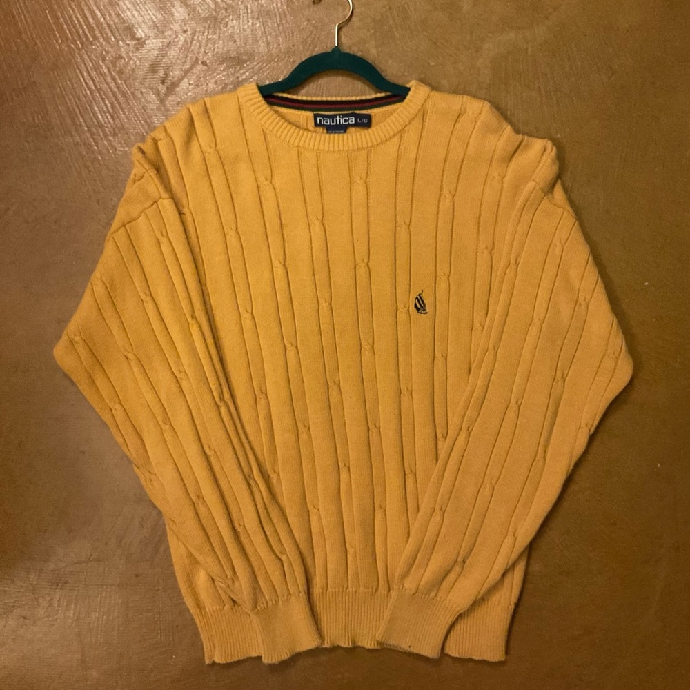 Nautica Men's Yellow Crewneck Sweater